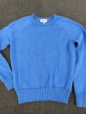Evereve Sweater Wm XS 100% Cotton Cornflower Blue Rollneck Pullover Chunky